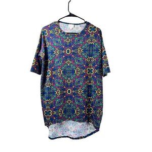 LuLaRoe Irma Women's Navy Blue Colorful Long Top